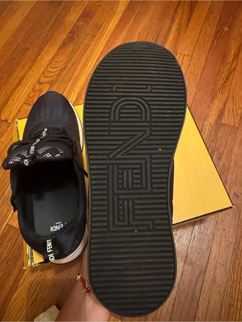 Fendi Black and White Logo-Trim Runner Sneakers